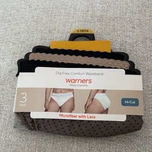 Warner's Hi-Cut Microfiber Panties with Lace - 3 Pack